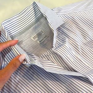 Brunello Cucinelli light purple and white striped shirt.
